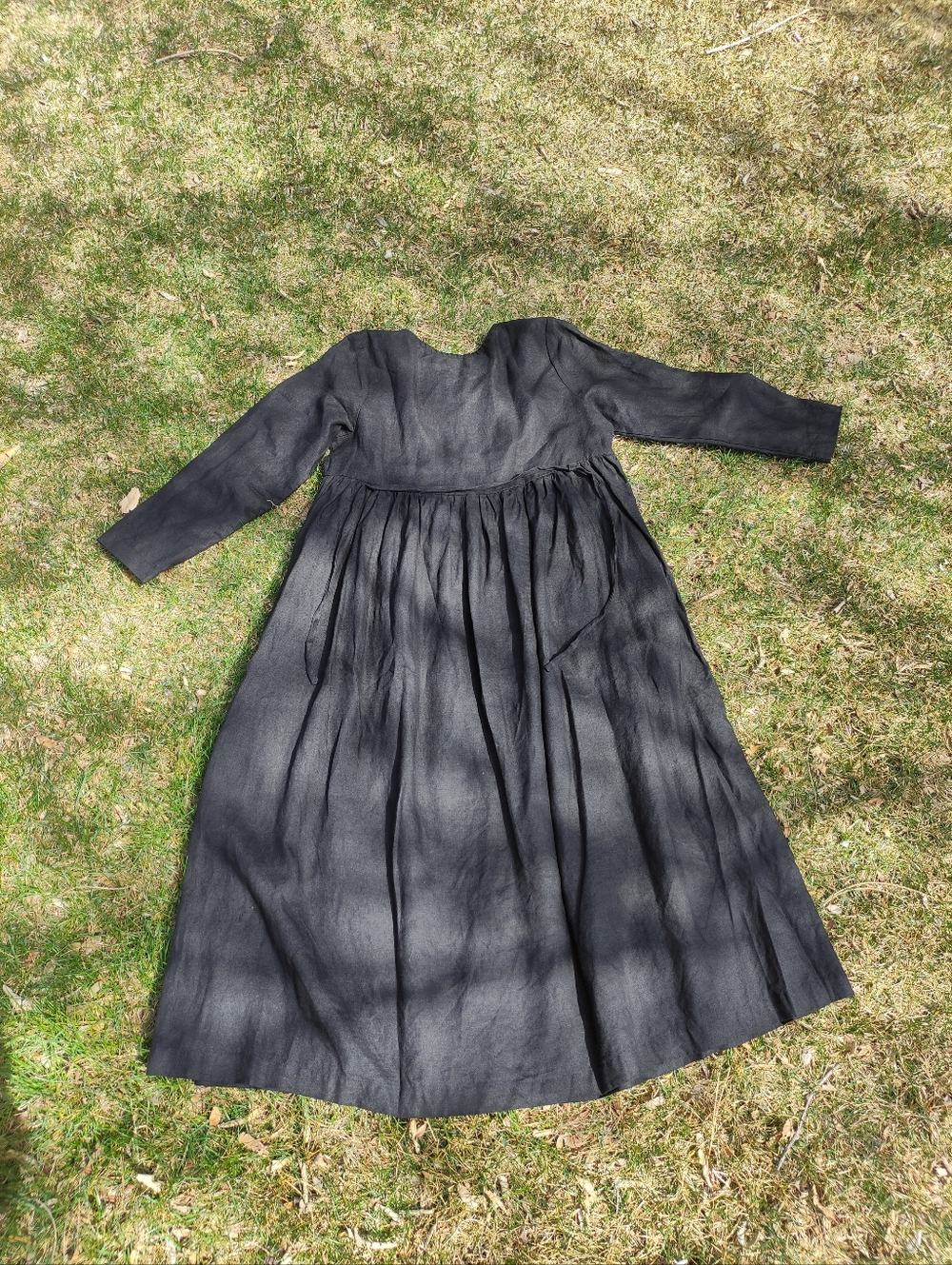 Not Perfect Linen "Mama Maxi" Dress In Black Linen, Size Large - Picture 6 of 10